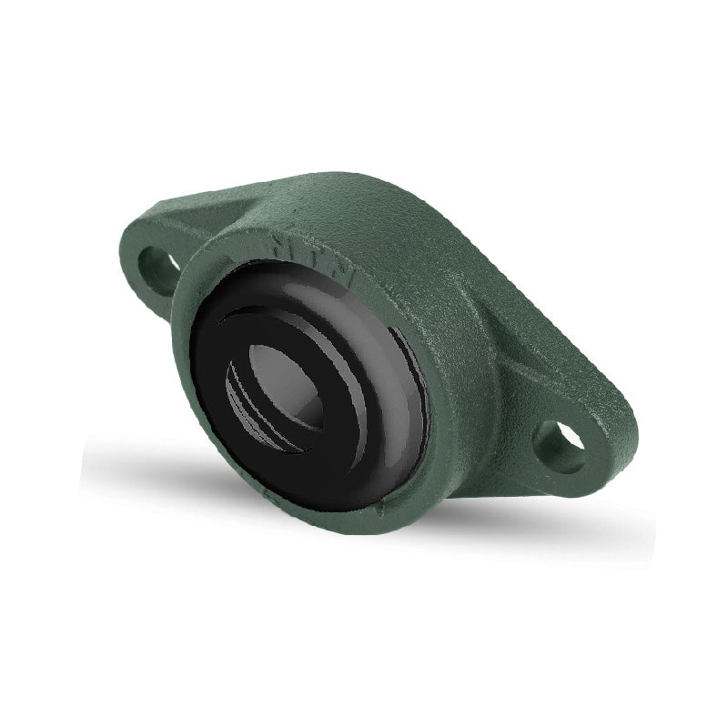 NTN S-UKFL210AD1/HA2310 Imperial Two Bolt Cast Iron Oval Housing with Steel Plate Cover - Open Version - Insert and Adaptor Sleeve Fits 1-11/16 inch Shaft - Allow 2-3 Days
