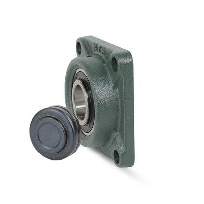 NTN SM-UKF209AD1/HA2309 Imperial Four Bolt Square Cast Iron Housing with Steel Plate Cover - Closed Version - Insert and Adaptor Sleeve Fits 1-7/16 inch Shaft - Allow 2-3 Days