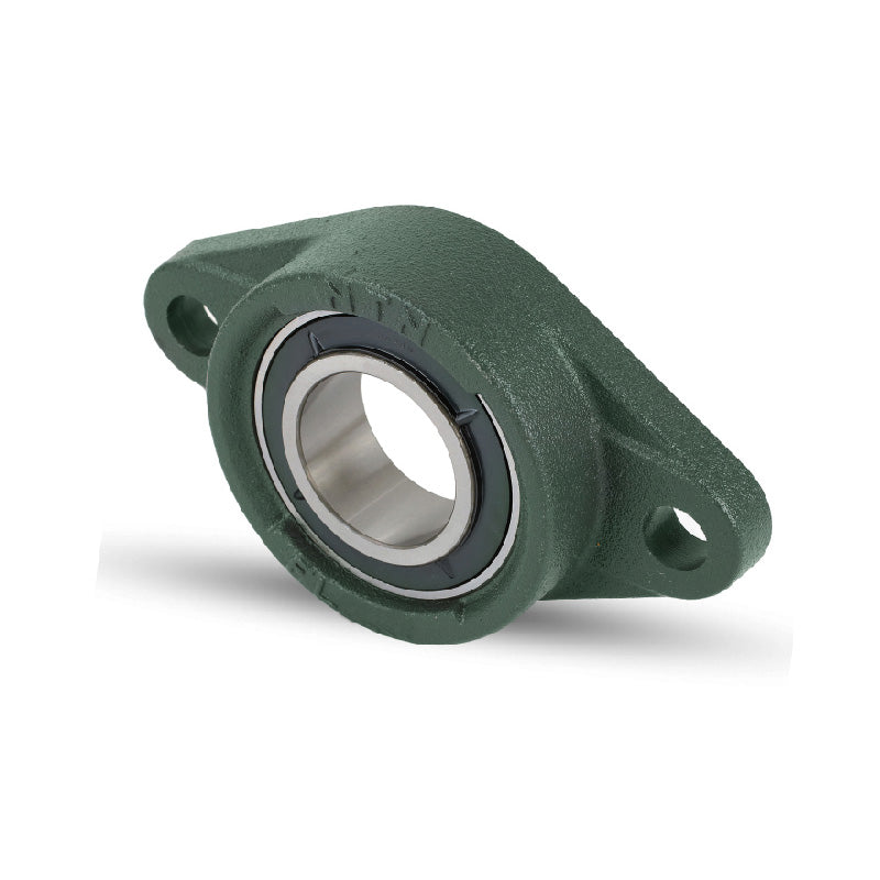 NTN UKFL217D1/HE2317X Imperial Two Bolt Cast Iron Oval Housing Insert and Adaptor Sleeve Fits 3 inch Shaft - Allow 2-3 Days