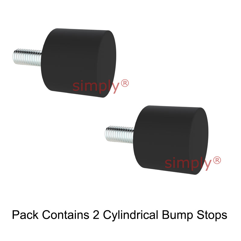 Pack of 2 High-Performance Stainless Steel Male Rubber Cylindrical Bump Stop 20x8mm M6 Threads