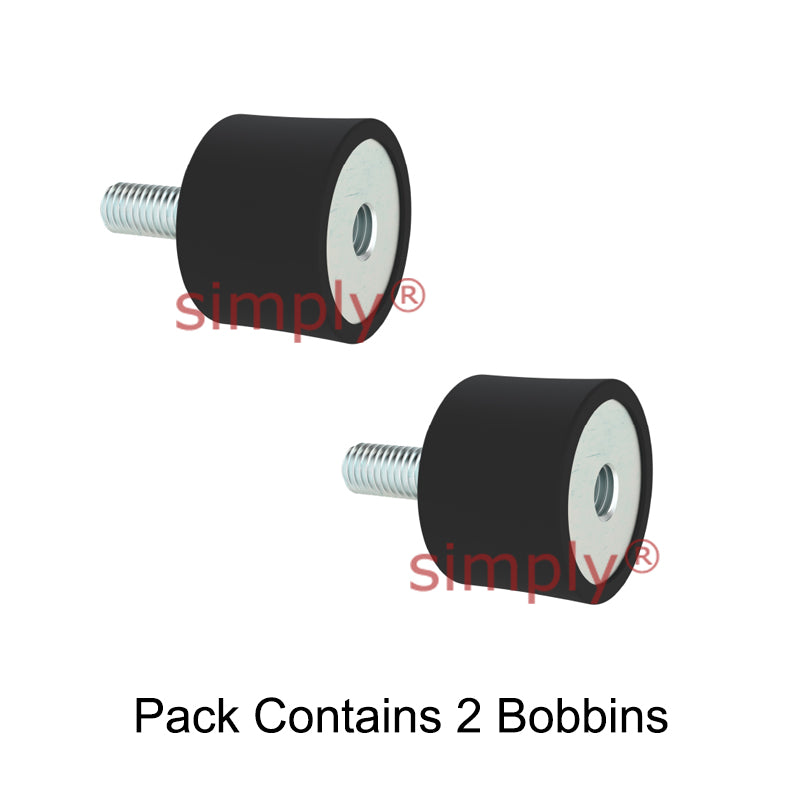 Pack of 2 High-Performance Male/Female Anti-Vibration Bobbin 25x15mm M6 Threads
