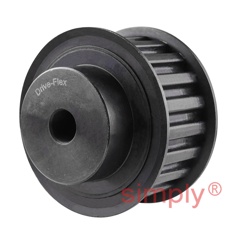 P45-H-075F - 1/2 inch Pitch 45 Tooth Flanged Pilot Bored Steel Timing Pulley for 3/4 inch Wide Belts