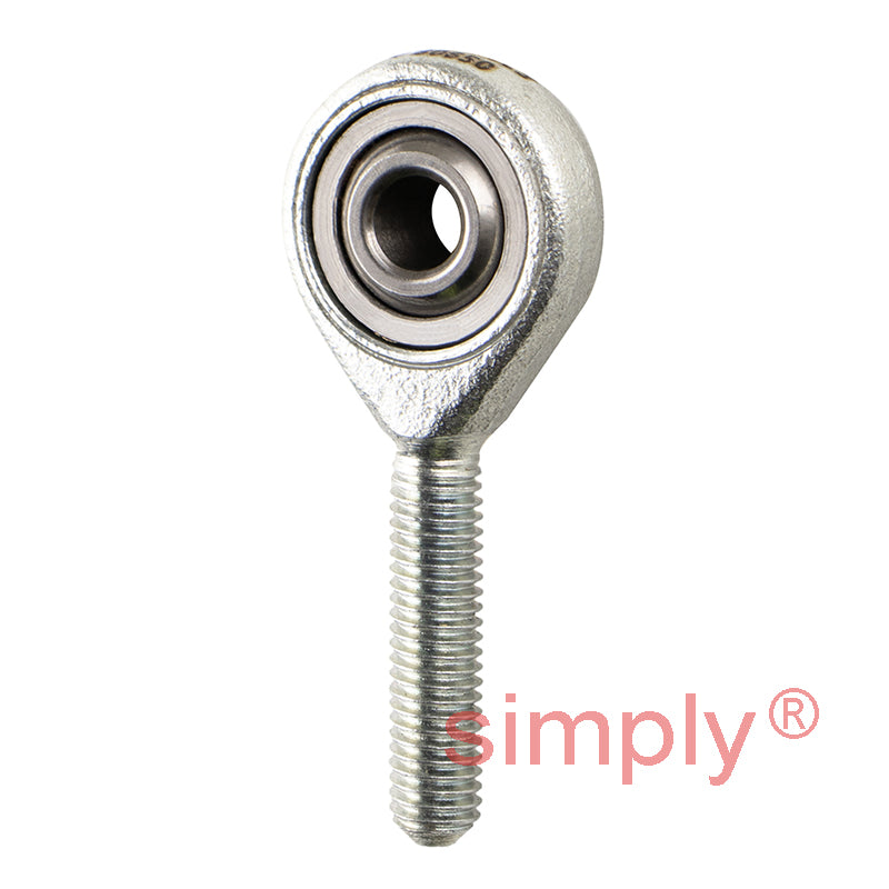 Budget POS5L Left Hand Steel / PTFE Lined Plain Male Rod End 5mm Bore M5x0.8 Thread