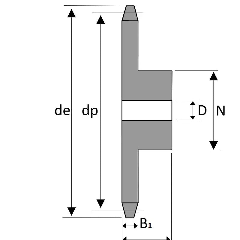 20 Tooth 08B Stainless Steel Simplex Pilot Bore Sprocket for 1/2 inch Pitch Chain