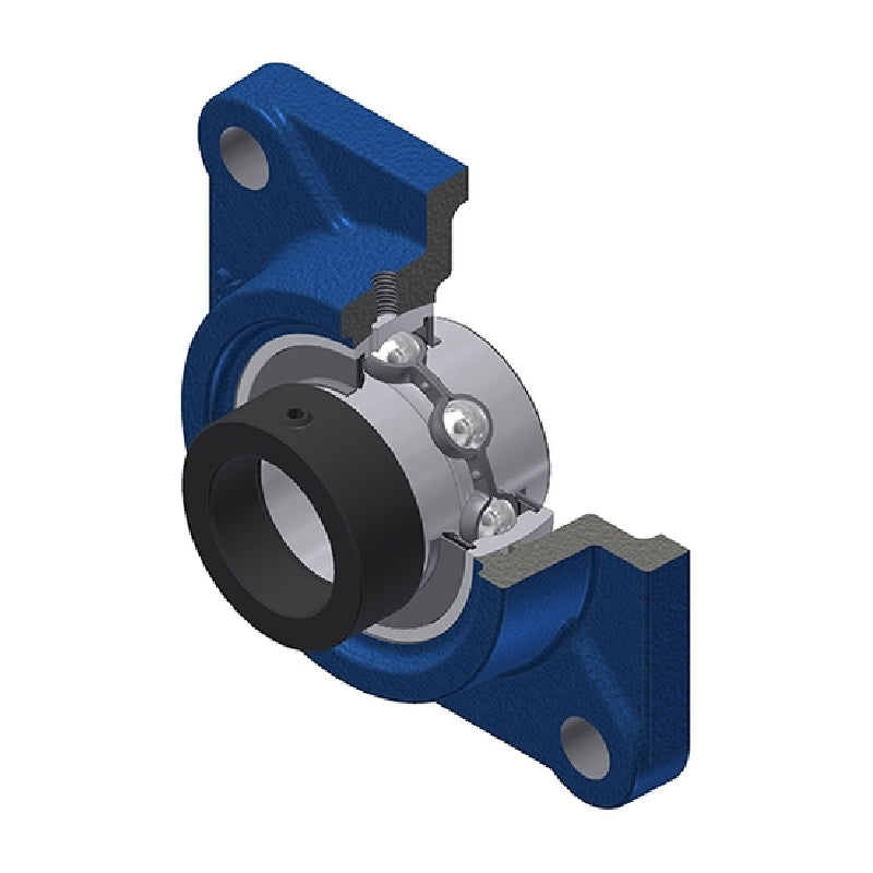SNR EXF204 Metric Four Bolt Square Cast Iron Flange Housing with 20mm Bore Eccentric Collar Insert - Allow 2-3 Days