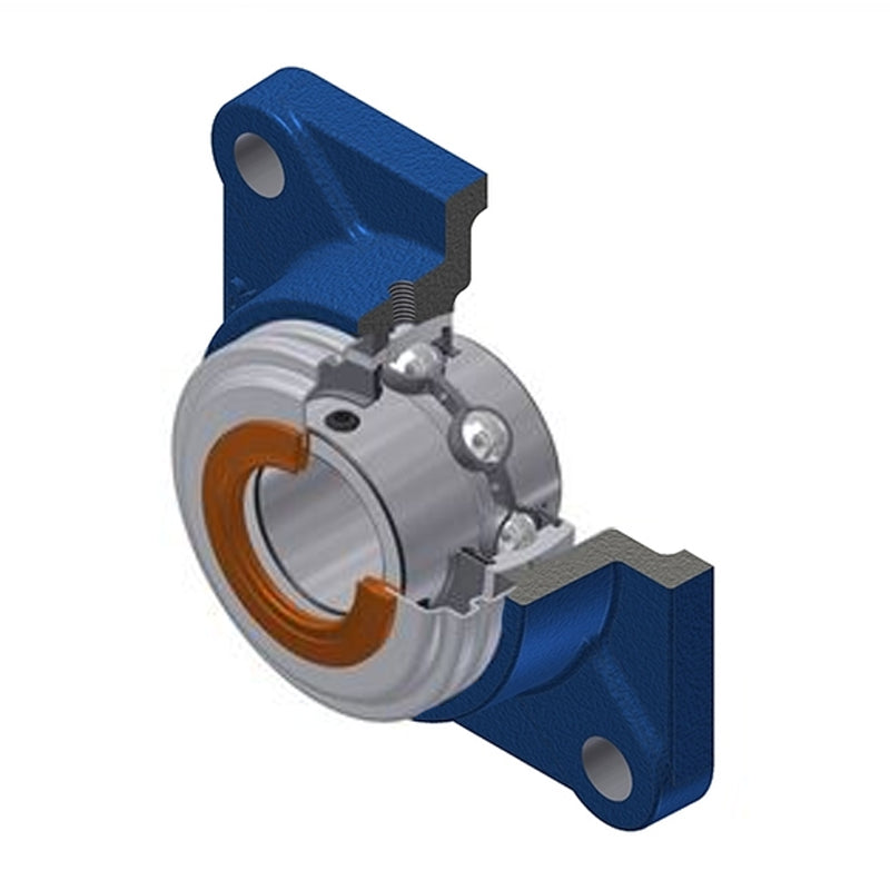 SNR UCF208CO Metric Four Bolt Square Cast Iron Flange Housing with 40mm Bore Insert with Narrow Steel Plate Cover - Open Version - Allow 2-3 Days