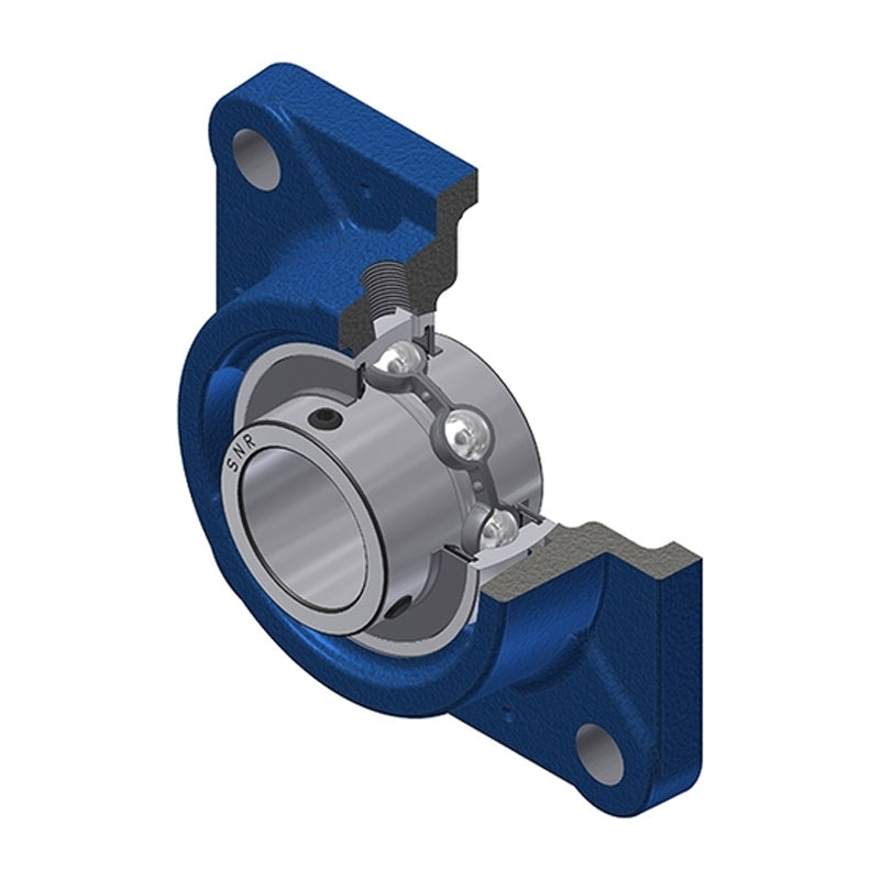 SNR UCFE213 Metric Four Bolt Square Cast Iron Flange Housing with 65mm Bore Insert - Allow 2-3 Days