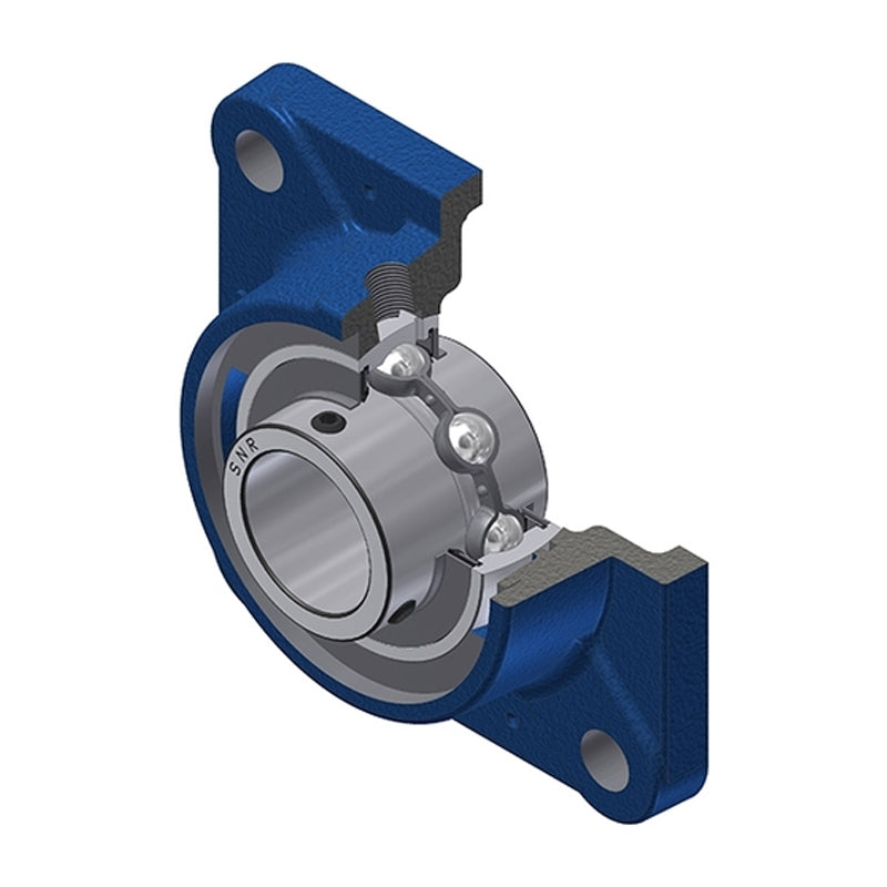 SNR UCFE205N Metric Four Bolt Square Cast Iron Flange Housing with 25mm Bore Insert - Allow 2-3 Days