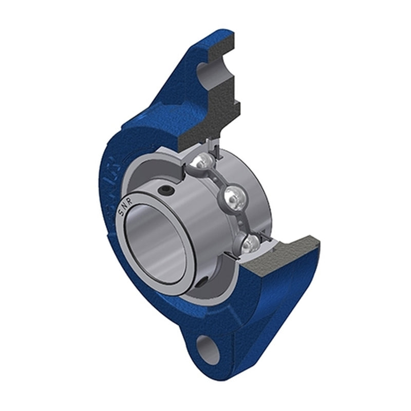 SNR UCFLZ204 Metric Two Bolt Oval Cast Iron Flange Housing with 20mm Bore Insert - Allow 2-3 Days