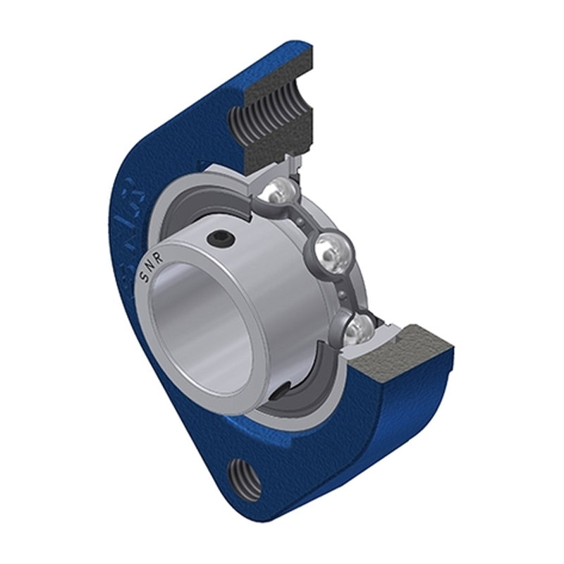 SNR USFD205M12 Metric Two Bolt Oval Cast Iron Flange Housing with 25mm Bore Insert - Allow 2-3 Days