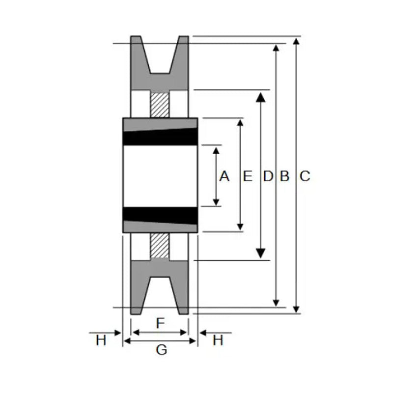 236X1SPA 236mm Pitch Diameter SPA Section Tapered Locking Bush Type Pulley with 1 Groove (Bush not Incl.)
