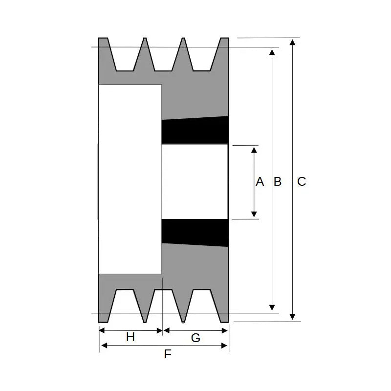170X3SPA 170mm Pitch Diameter SPA Section Tapered Locking Bush Type Pulley with 3 Grooves (Bush not Incl.)