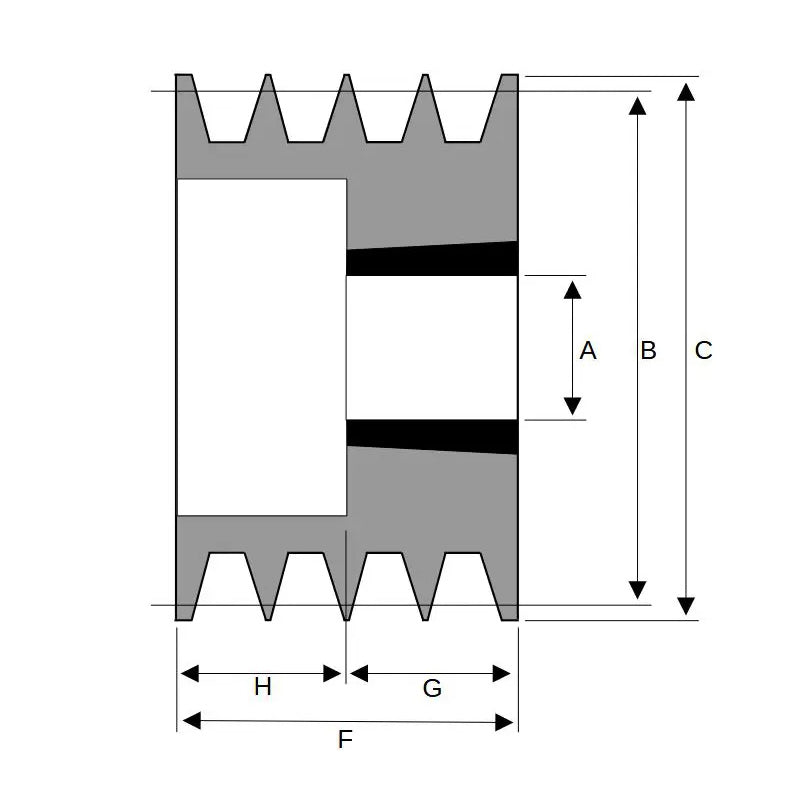 90X4SPA 90mm Pitch Diameter SPA Section Tapered Locking Bush Type Pulley with 4 Grooves (Bush not Incl.)