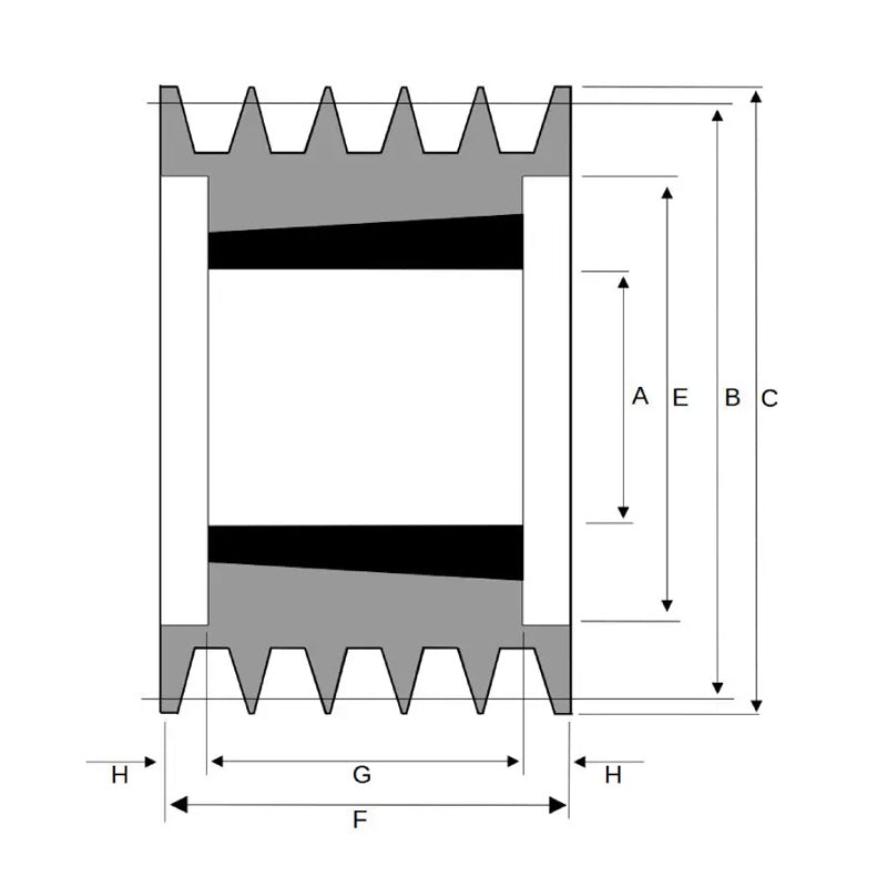 180X5SPA 180mm Pitch Diameter SPA Section Tapered Locking Bush Type Pulley with 5 Grooves (Bush not Incl.)
