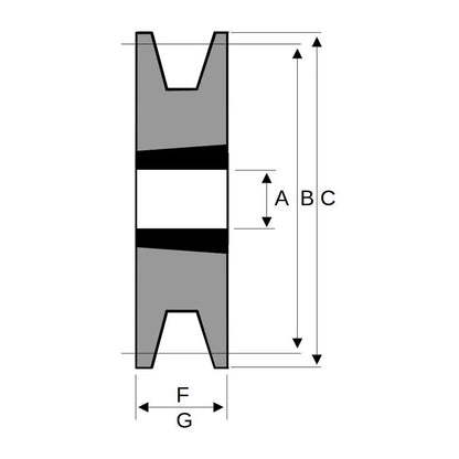 132X1SPB 132mm Pitch Diameter SPB Section Tapered Locking Bush Type Pulley with 1 Groove (Bush not Incl.)