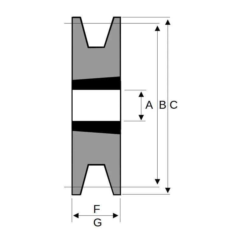 125X1SPB 125mm Pitch Diameter SPB Section Tapered Locking Bush Type Pulley with 1 Groove (Bush not Incl.)