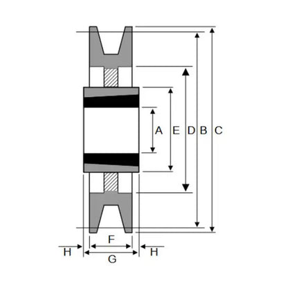 PowerDrive 250X10SPB 250mm Pitch Diameter SPB Section Tapered Locking Bush Type Pulley with 10 Grooves (Bush not Incl.) - Allow 2-3 Days