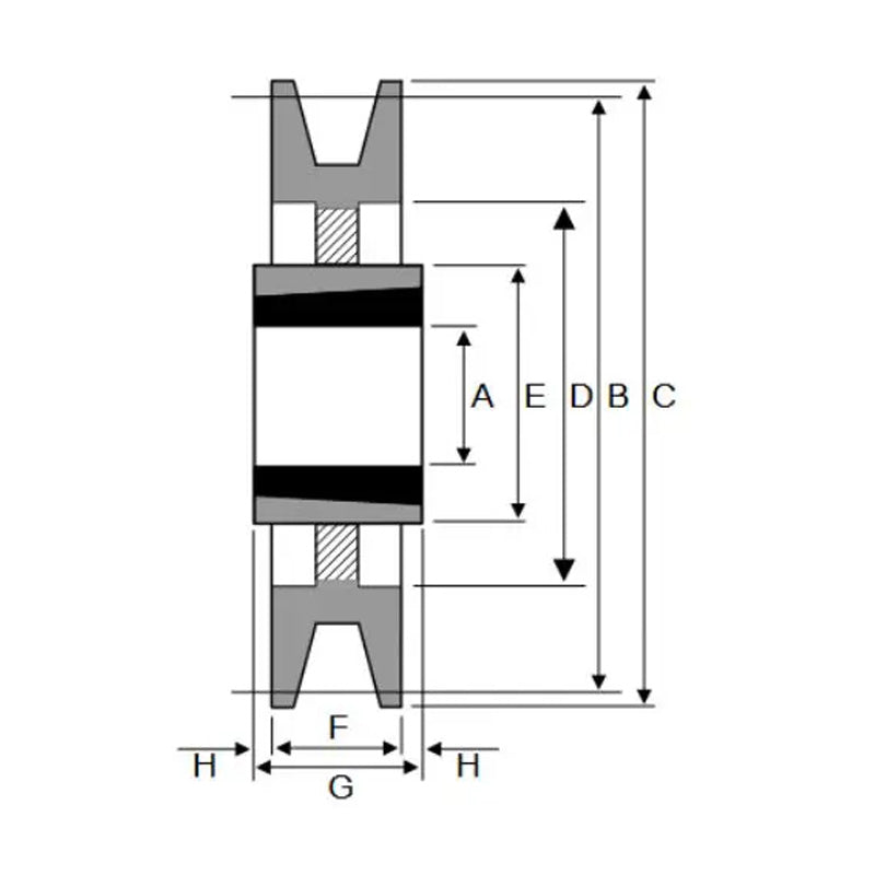 PowerDrive 355X10SPB 355mm Pitch Diameter SPB Section Tapered Locking Bush Type Pulley with 10 Grooves (Bush not Incl.) - Allow 2-3 Days