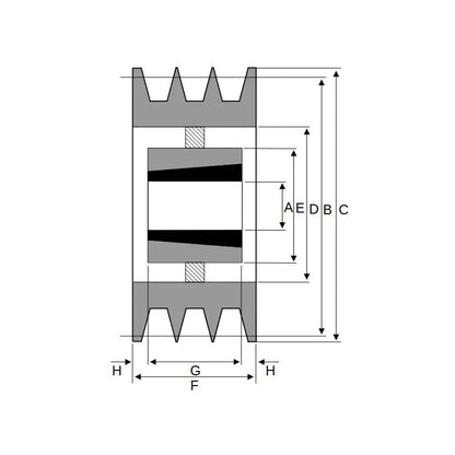 PowerDrive 560X3SPB 560mm Pitch Diameter SPB Section Tapered Locking Bush Type Pulley with 3 Grooves (Bush not Incl.) - Allow 2-3 Days