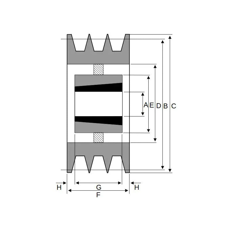 PowerDrive 630X3SPB 630mm Pitch Diameter SPB Section Tapered Locking Bush Type Pulley with 3 Grooves (Bush not Incl.)  - Allow 2-3 Days