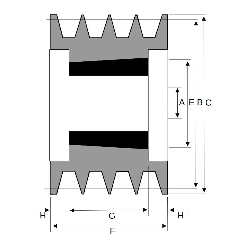 212X4SPB 212mm Pitch Diameter SPB Section Tapered Locking Bush Type Pulley with 4 Grooves (Bush not Incl.)