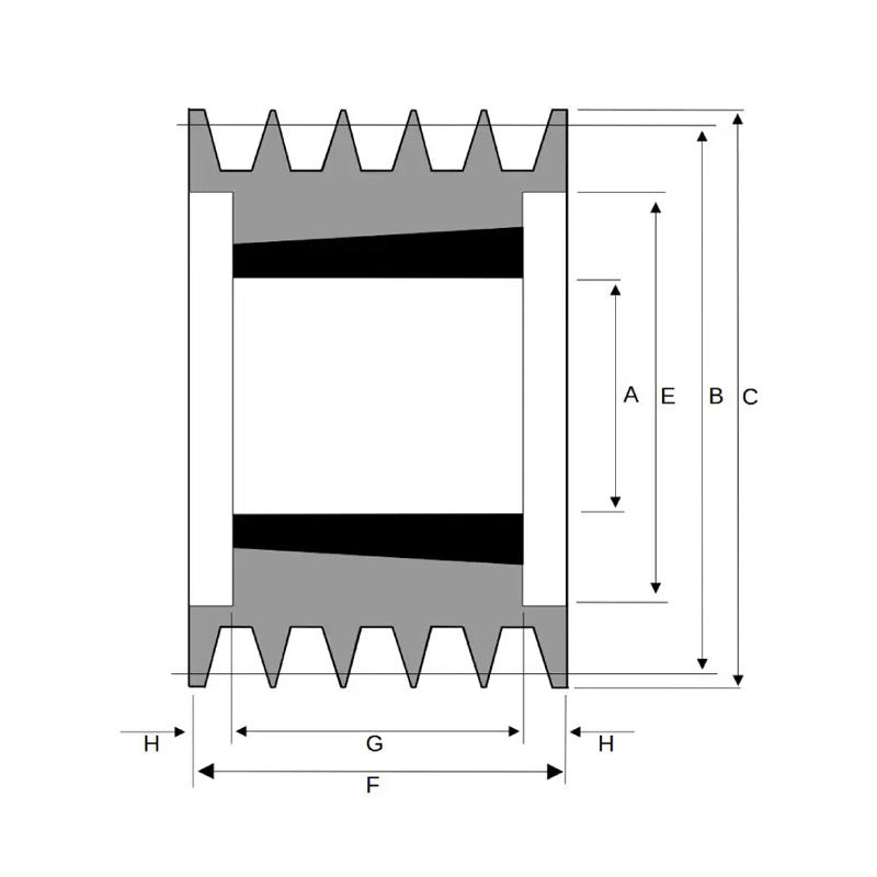 236X5SPB 236mm Pitch Diameter SPB Section Tapered Locking Bush Type Pulley with 5 Grooves (Bush not Incl.)