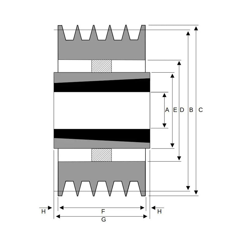 PowerDrive 900X5SPB 900mm Pitch Diameter SPB Section Tapered Locking Bush Type Pulley with 5 Grooves (Bush not Incl.) - Allow 2-3 Days