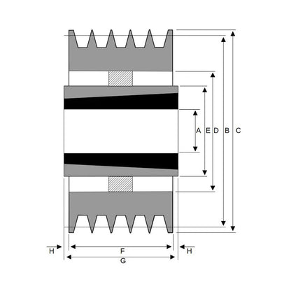 PowerDrive 1000X5SPB 1000mm Pitch Diameter SPB Section Tapered Locking Bush Type Pulley with 5 Grooves (Bush not Incl.) - Allow 2-3 Days