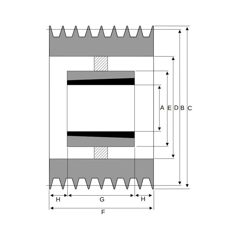 PowerDrive 280X8SPB 280mm Pitch Diameter SPB Section Tapered Locking Bush Type Pulley with 8 Grooves (Bush not Incl.) - Allow 2-3 Days