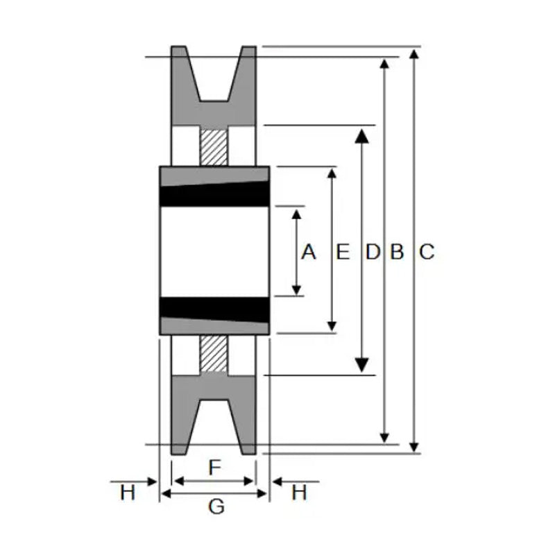 180X1SPZ 180mm Pitch Diameter SPZ Section Tapered Locking Bush Type Pulley with 1 Groove (Bush not Incl.)