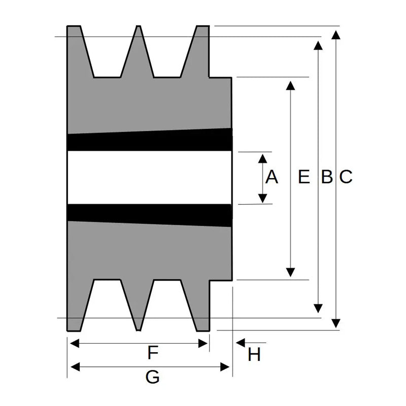 170X2SPZ 170mm Pitch Diameter SPZ Section Tapered Locking Bush Type Pulley with 2 Grooves (Bush not Incl.)