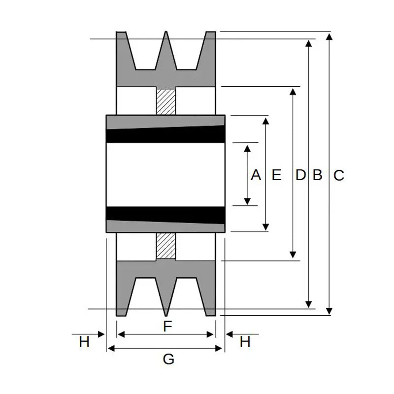 200X2SPZ 200mm Pitch Diameter SPZ Section Tapered Locking Bush Type Pulley with 2 Grooves (Bush not Incl.)