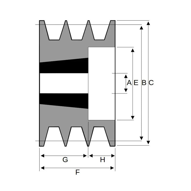 150X3SPZ 150mm Pitch Diameter SPZ Section Tapered Locking Bush Type Pulley with 3 Grooves (Bush not Incl.)