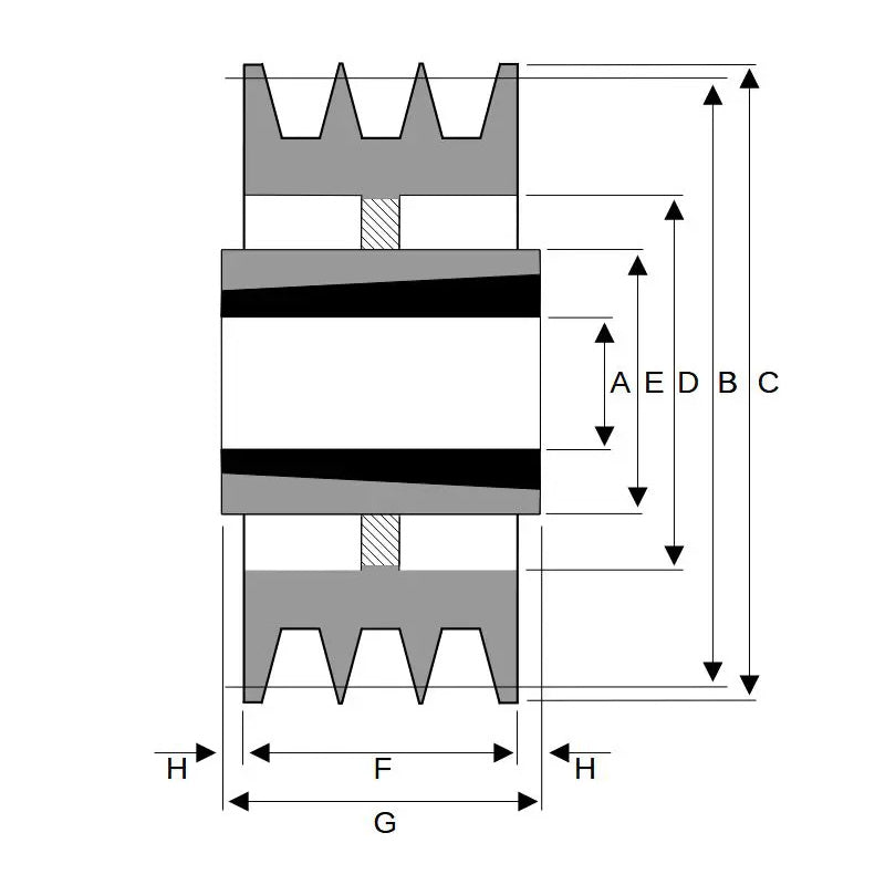 450X3SPZ 450mm Pitch Diameter SPZ Section Tapered Locking Bush Type Pulley with 3 Grooves (Bush not Incl.)