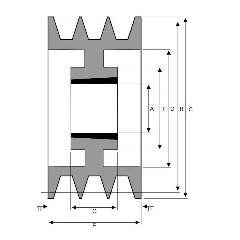 190X3SPZ 190mm Pitch Diameter SPZ Section Tapered Locking Bush Type Pulley with 3 Grooves (Bush not Incl.)