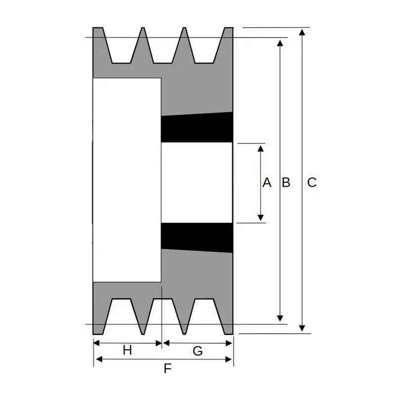 95X3SPZ 95mm Pitch Diameter SPZ Section Tapered Locking Bush Type Pulley with 3 Grooves (Bush not Incl.)