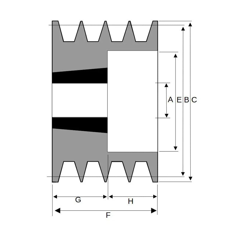 180X4SPZ 180mm Pitch Diameter SPZ Section Tapered Locking Bush Type Pulley with 4 Grooves (Bush not Incl.)