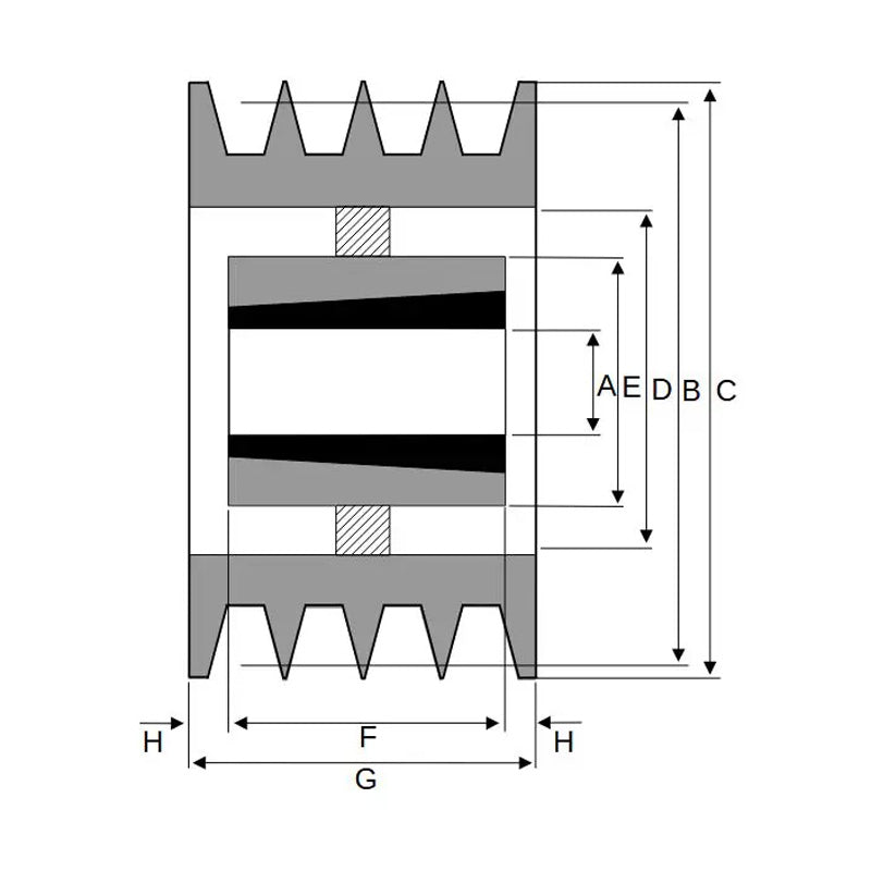 450X4SPZ 450mm Pitch Diameter SPZ Section Tapered Locking Bush Type Pulley with 4 Grooves (Bush not Incl.)