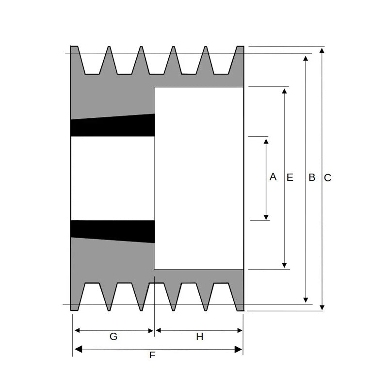 180X5SPZ 180mm Pitch Diameter SPZ Section Tapered Locking Bush Type Pulley with 5 Grooves (Bush not Incl.)