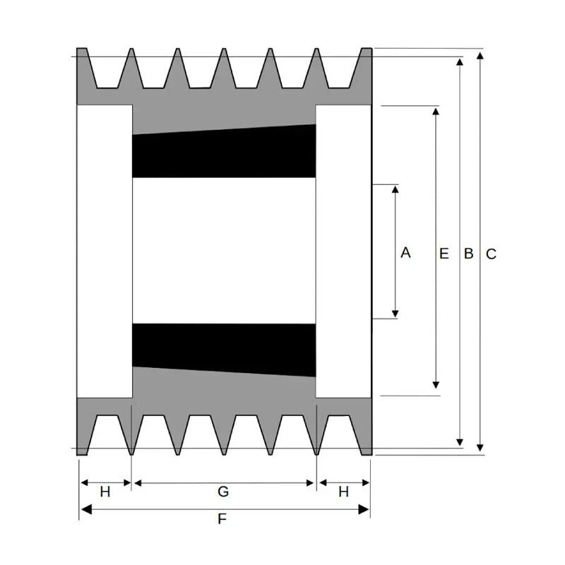 140X6SPZ 140mm Pitch Diameter SPZ Section Tapered Locking Bush Type Pulley with 6 Grooves (Bush not Incl.)