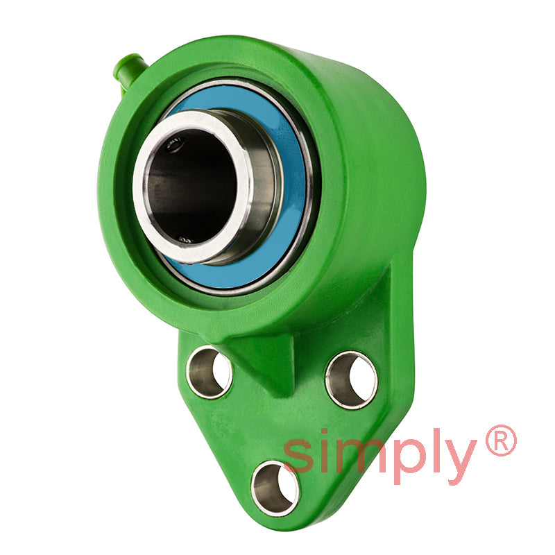 SSBFBLPL209 Metric Thermo Plastic Three Bolt Bracket Flange Housing with 45mm Bore Stainless Insert