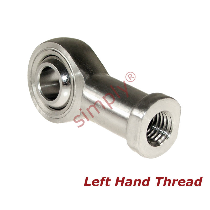 Budget SSPHS12L Left Hand Stainless Steel / PTFE Lined Plain Female Rod End 12mm Bore M12x1.75 Thread