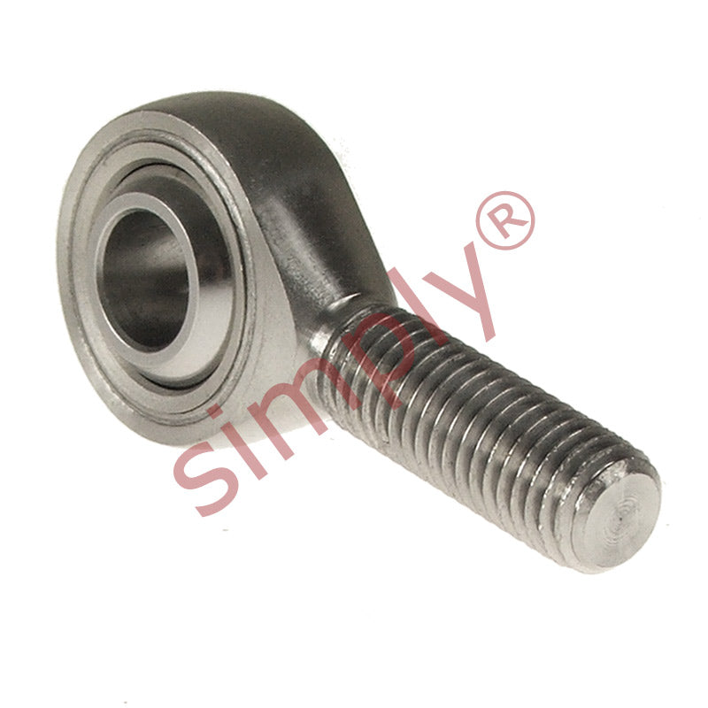 Budget SSPOS17L Left Hand Stainless Steel / PTFE Lined Plain Male Rod End 17mm Bore M16x1.5 Thread