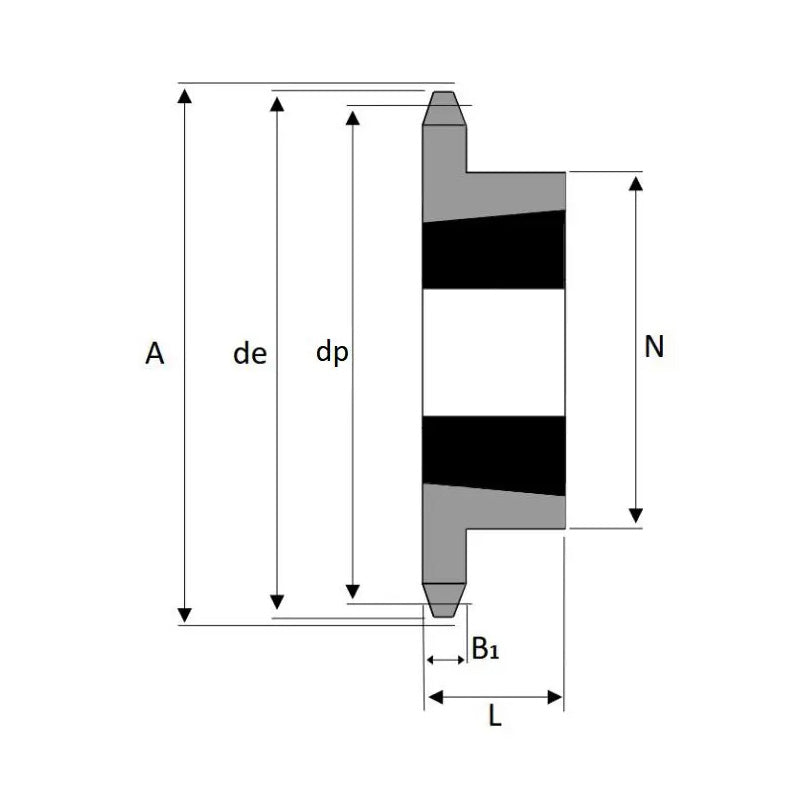 19 Tooth 16B Simplex Sprocket Tapered Locking Bush Type for 1 inch Pitch Chain Bush not Incl.