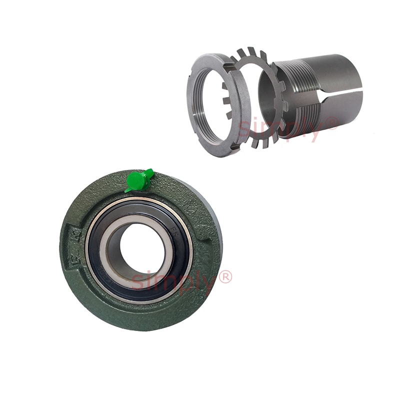 UKC211/H2311 Metric Cast Iron Medium Duty Cartridge Unit with Adaptor Sleeve Mounted and 50mm Bore Insert 125mm Outside Dia