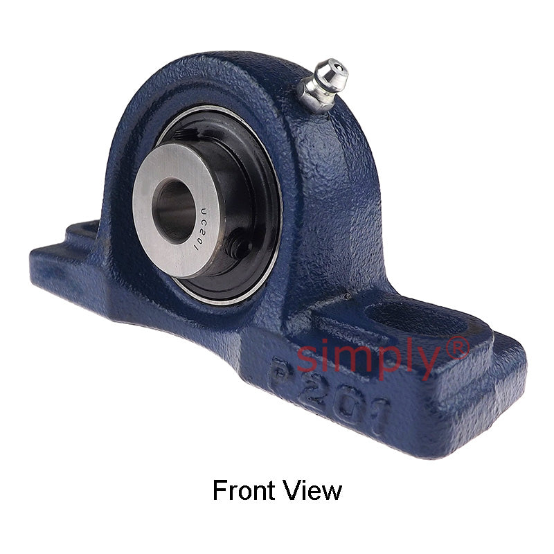 UCP201 Metric Cast Iron Two Bolt Pillow / Plummer Block Housing with 12mm Bore Insert 