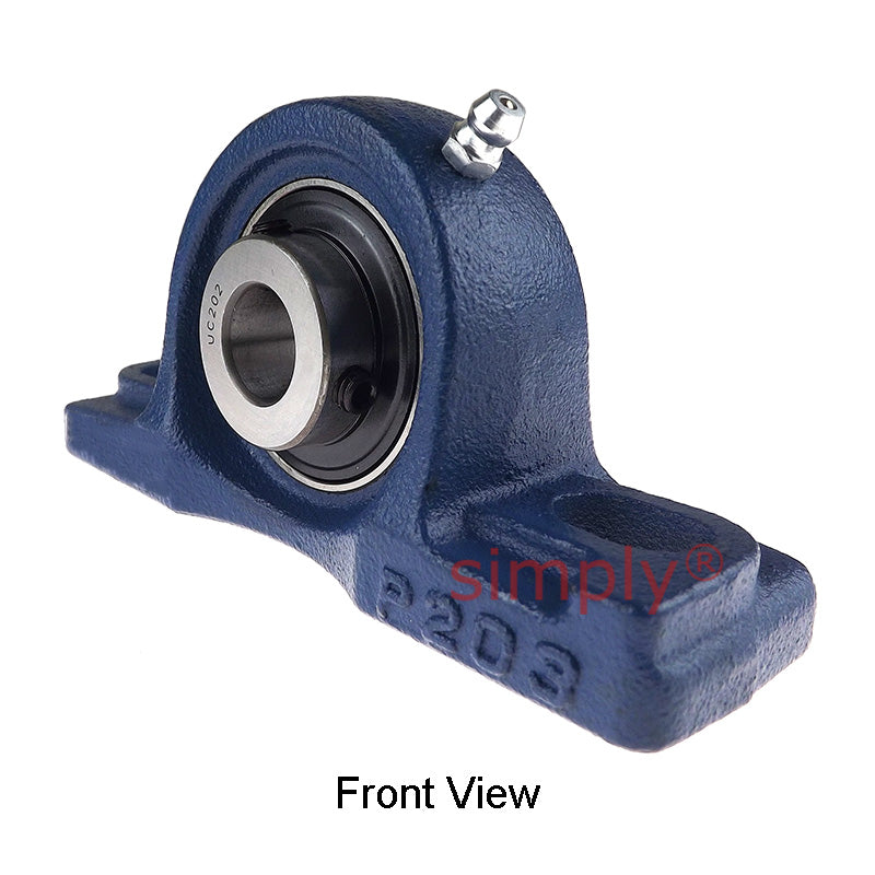 UCP202 Metric Cast Iron Two Bolt Pillow / Plummer Block Housing with 15mm Bore Insert 