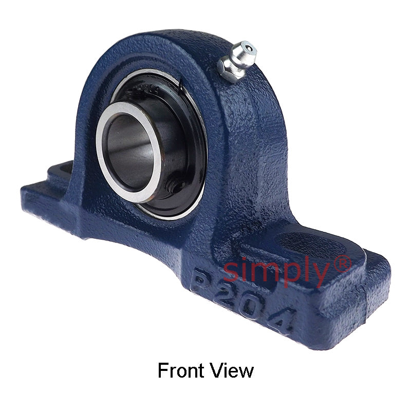 UCP204 Metric Cast Iron Two Bolt Pillow / Plummer Block Housing with 20mm Bore Insert 