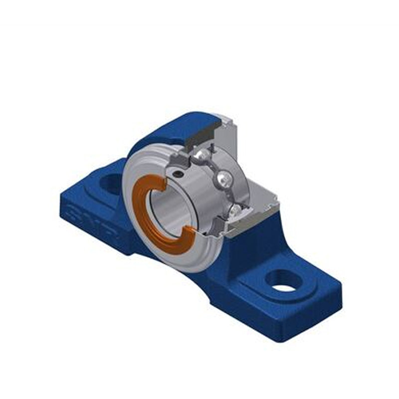 SNR UCP212CC Metric Cast Iron Two Bolt Pillow / Plummer Block Housing 60mm Bore Insert with Steel Plate Cover - Closed Version