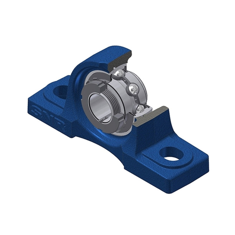 SNR UKP311H Metric Cast Iron Two Bolt Pillow / Plummer Block Housing Insert and Adaptor Sleeve Fits 50mm Shaft - Allow 2-3 Days